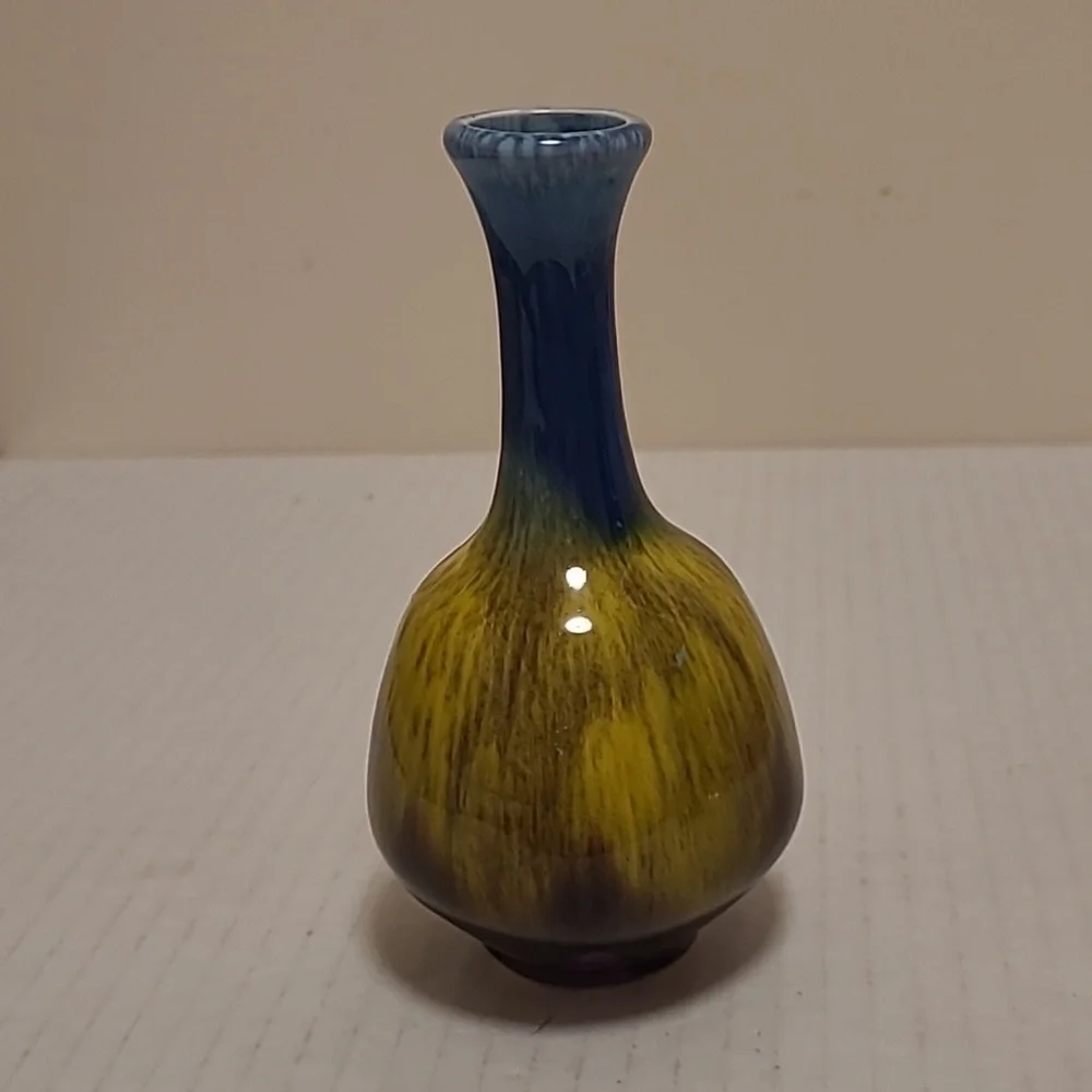 Vintage Japanese Multicolored Drip Glaze Bud Vase